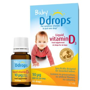 Baby Ddrops 10 µg 60 Drops - Daily Vitamin D3 Supplement for Infants and Young Children - Supports Teeth & Bone Health