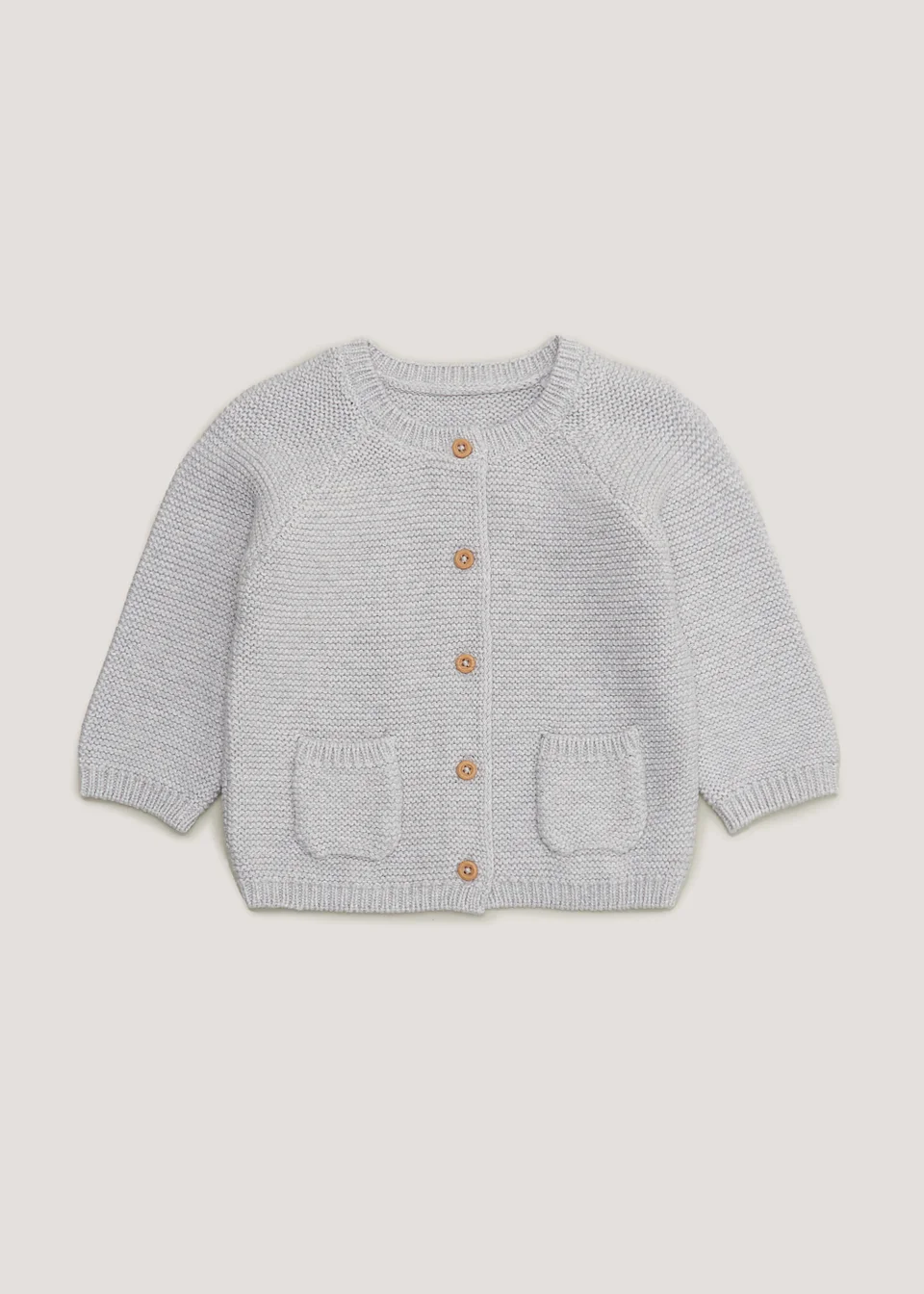 Baby Grey Marl Cotton Knit Cardigan 3-6