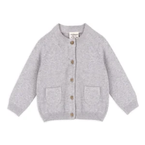 Baby Grey Marl Cotton Knit Cardigan 6-12