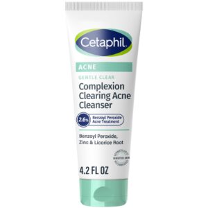 Cetaphil Gentle Clear Complexion-Clearing BPO Acne Cleanser with 2.6% Benzoyl Peroxide, Creamy and Soothing for Sensitive Skin