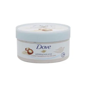DOVE EXFOLIATING BODY SCRUB CRUSHED MACADAMIA & RICE MILK SCENT 225MLS
