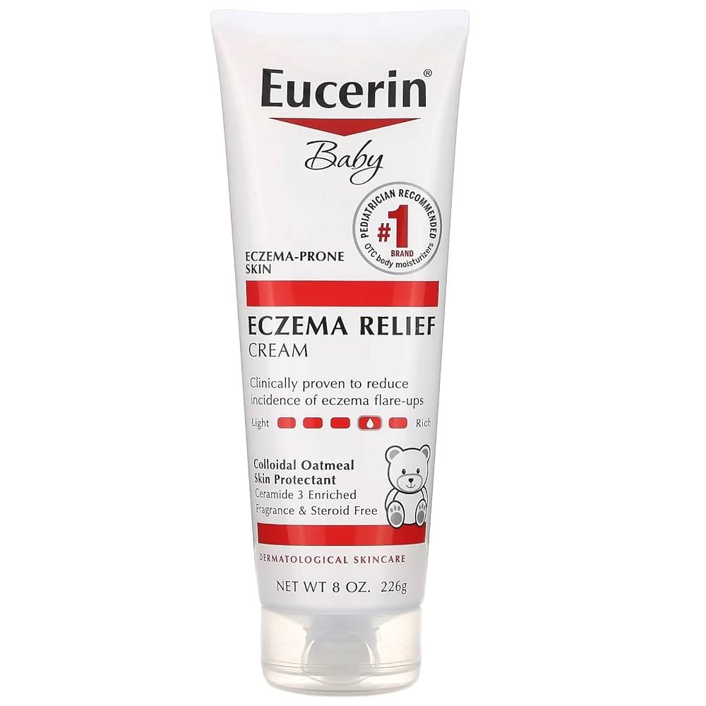Eucerin Baby Eczema Relief Body Cream, Fragrance Free Baby Eczema Cream with Colloidal Oatmeal, Ceramide-3 and Licorice Root Extract, 8 Oz Tube