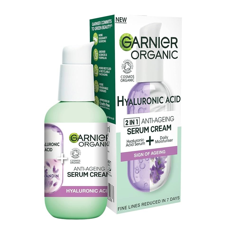 GARNIER 2IN1 FORMULA WITH HYALURONIC ACID SERUM HYDRATING MOISTURISER50ML