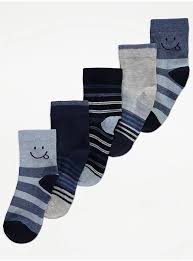 GEORGE 5 PACK COTTON RICH /ANKLE SOCKS BOYS 9-12 SHOE 27-30