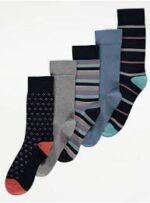 GEORGE 5PACK SOCKS GIRLS 3-5.5 GIR COTTON RICH ANKLE SOCKS