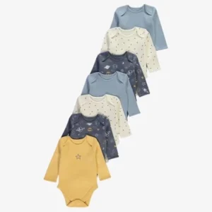 GEORGE BABY 7PACK LONG SLEEVED BODYSUITS 6-9 GIRL