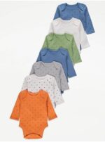 GEORGE BABY 7PACK LONG SLEEVED BODYSUITS 6-9 BOY