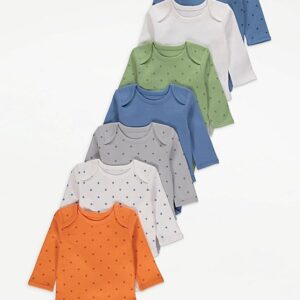 GEORGE BABY 7PACK LONG SLEEVED BODYSUITS 6-9 BOY