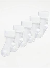 GEORGE BABY SOCKS 5PACK FIRSTSIZE WHITE 0-6