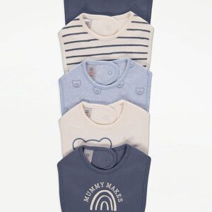 GEORGE BABY UNISEX 5 PACK BIBS CLOTHE