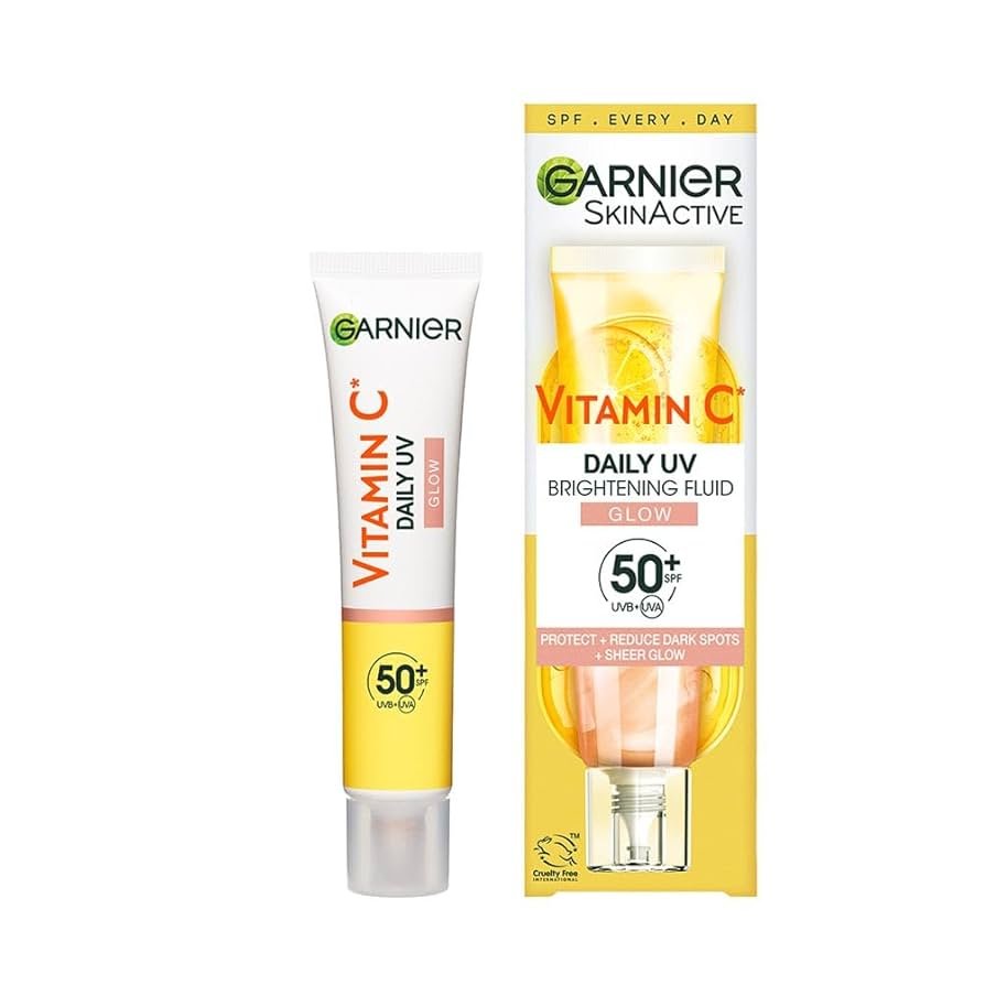 Garnier Vitamin C Daily UV, Invisible Brightening Fluid, SPF50+, Prevents + Corrects Sun Damages, Face & Neck, For all skin types, Cruelty Free, Vegan, 40ml