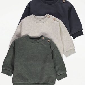 George Button Shoulder Sweatshirts 3 Pack18-24