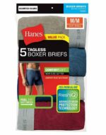 HANES MENS TAGLESS BOXER BRIEFS 6-PACK MEDIUM