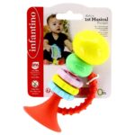 Infantino Musical Trumpet for Babies 0M , Fine Motor & Sensory Skills Development, Teething Textures,