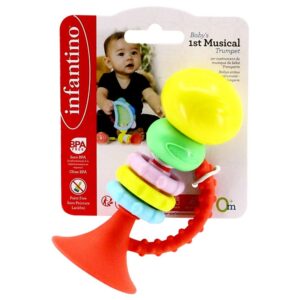 Infantino Musical Trumpet for Babies 0M , Fine Motor & Sensory Skills Development, Teething Textures,