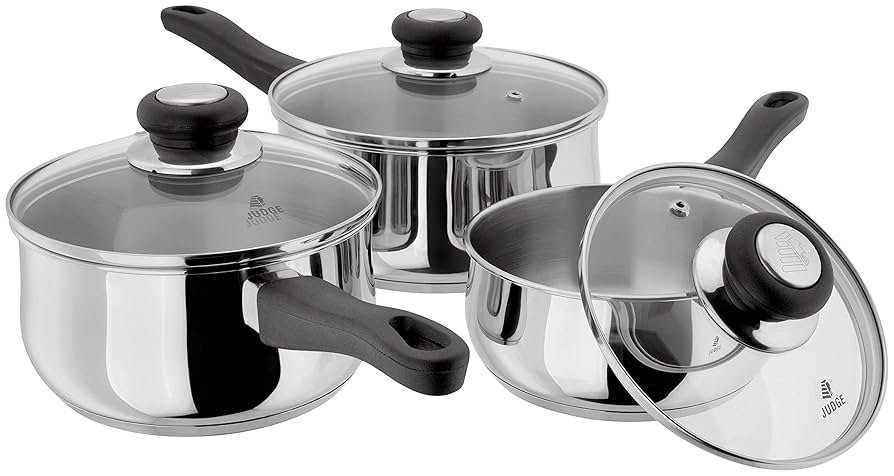 Judge set of 3 16,18,20cm saucepans HEA1