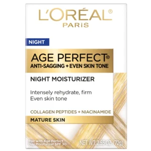 L'Oreal Paris Age Perfect Night Moisturizer Anti Aging Even Tone, 2.5 oz