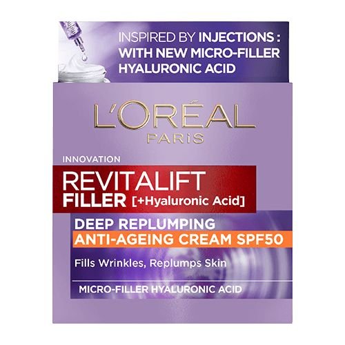 LOREAL PARIS REVITALIFT FILLER DEEP REPLUMBING ANTI-AGEING CREAM SPF 50 50ML