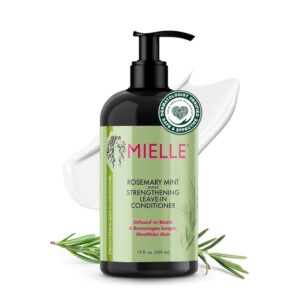 Mielle Organics Rosemary Mint Strengthening Leave-In Conditioner, Supports Hair Strength, Smooth Conditioner for Dry and Crinkled Hair, Weightless Hair Treatment