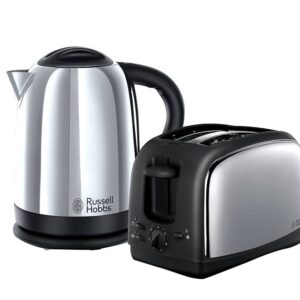 Russell Hobbs Lincoln Kettle and 2-Slice Toaster Polished Stainless Steel Silver