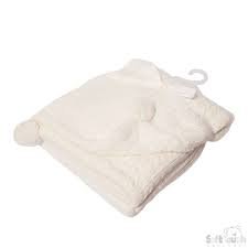 SOFT TOUCH INFANT CABLE KNIT WRAPS POM POM 70100 CREAM