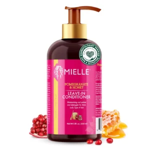 Mielle Pomegranate & Honey Leave-In Conditioner, Moisturising Curl Primer and Detangler, Repair Damage and Prevent Frizz, Treatment For Thick Curly Hair, Type 4 Hair, 355 ml
